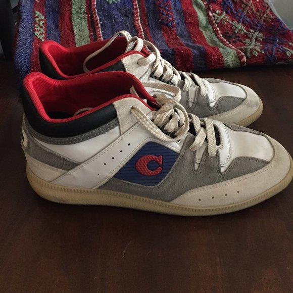 COACH LEATHER MULTICOLOR HIGH TOP SNEAKERS SIZE 7 - Picture 3 of 7